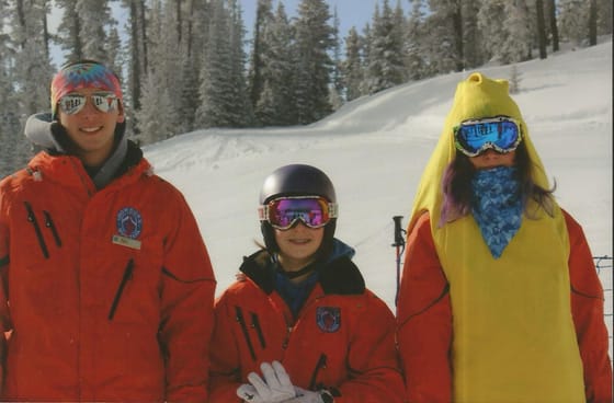 Ski Instructors at Showdown-Nic Feisthamel, Isabelle Brown & Maddy Sanford. 2015